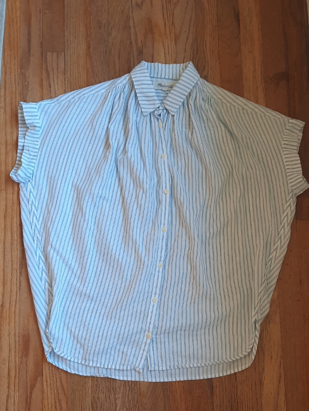Madewell Central Shirt White With Blue Pinstripe Small